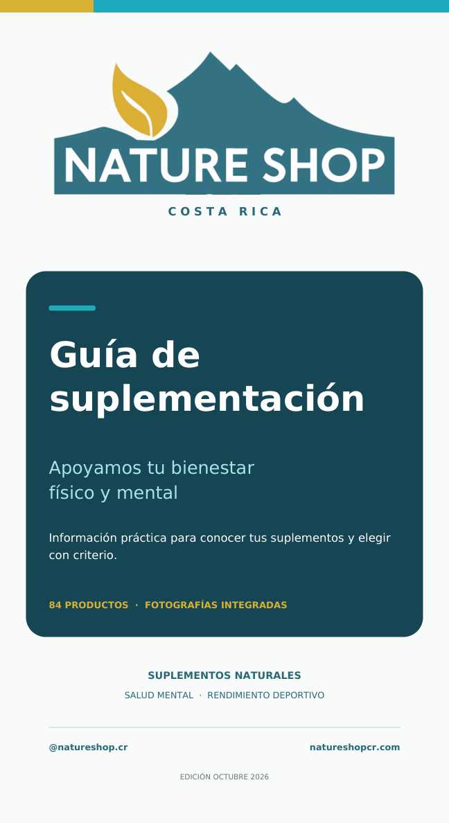 Portada de la guía de suplementación de Nature Shop CR